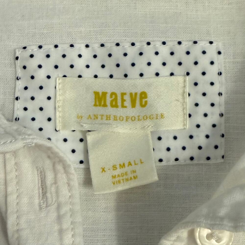 Maeve Bennet Linen Cotton Button Down Anthropologie Resort White Women's XSmall - Picture 3 of 9